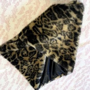 Faux fur animal print circle scarf